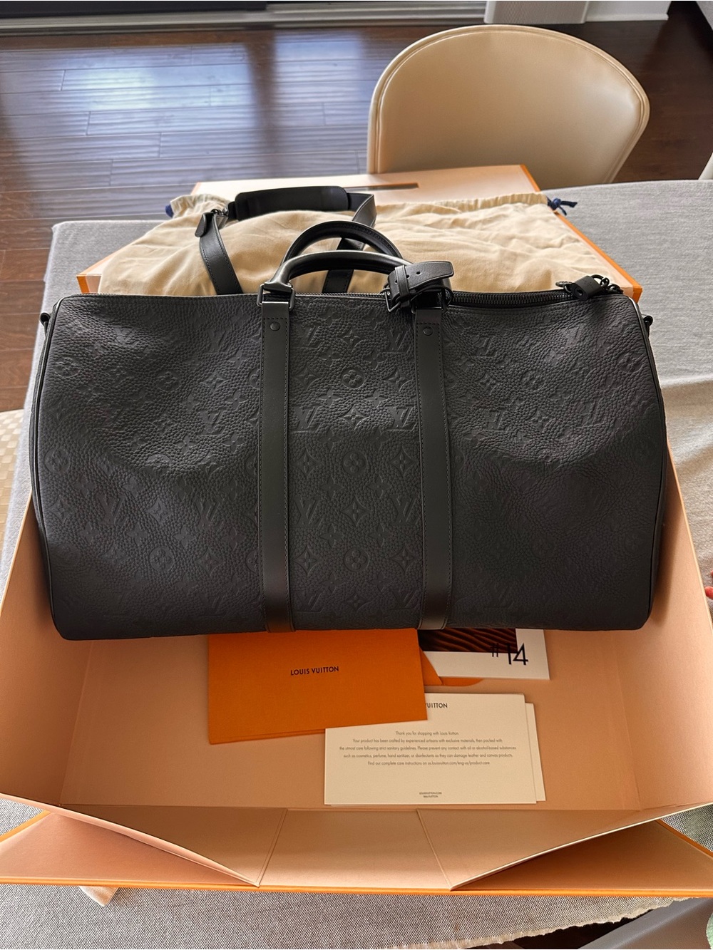 Louis Vuitton Black Embossed Monogram Duffel Bag